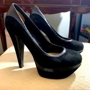 Platform stilettos in black .
